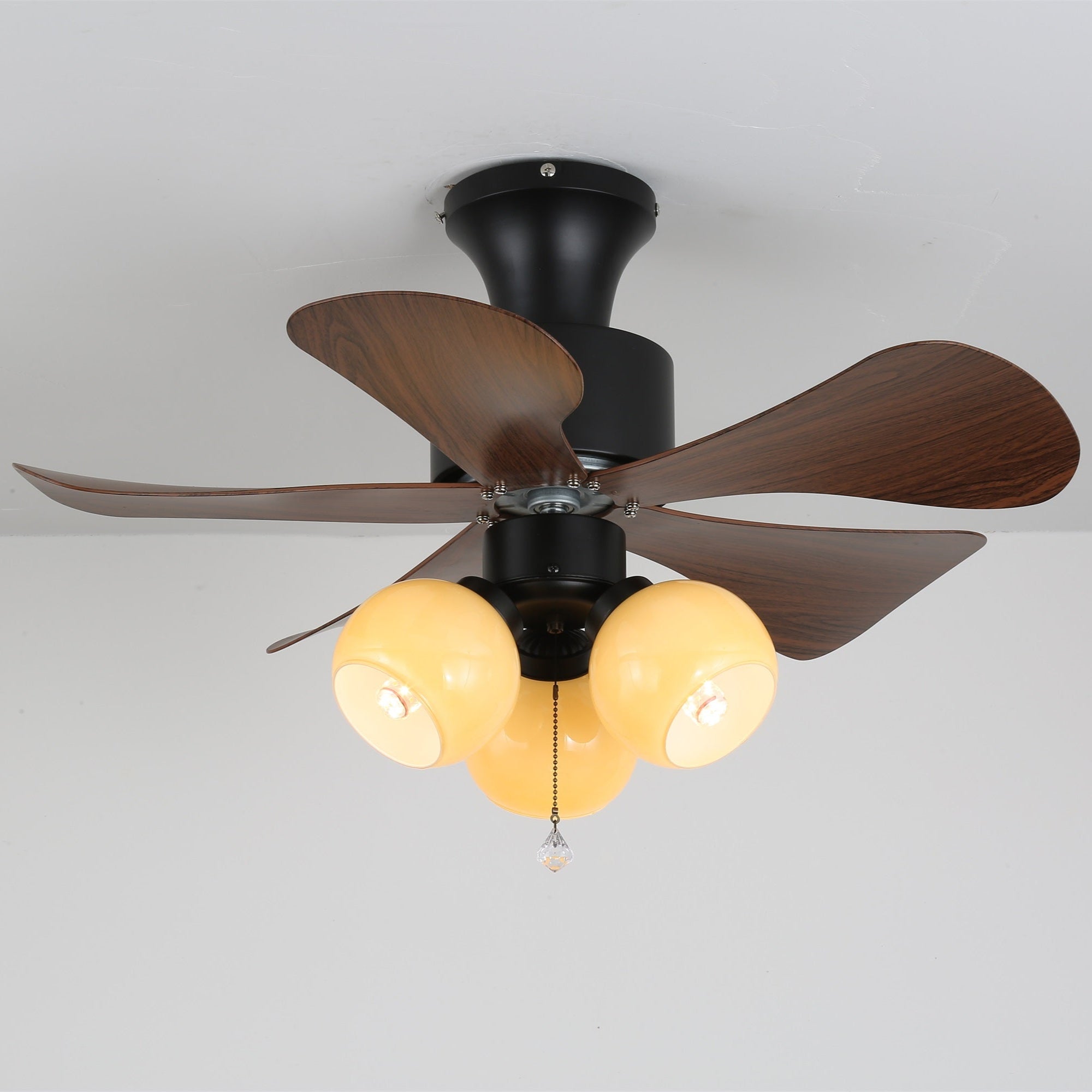 Ventilador de Techo con Luz Lunara Vintage con aspas de ABS y pantalla de cristal