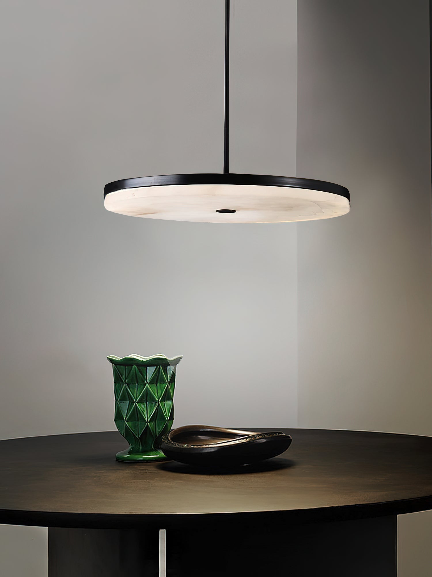 Utalion Modern Minimalist Metal Alabaster Pendant Light - Lamp Copper