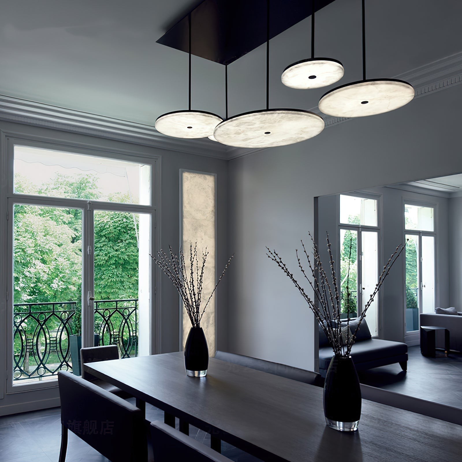 Utalion Modern Minimalist Metal Alabaster Pendant Light - Lamp Copper