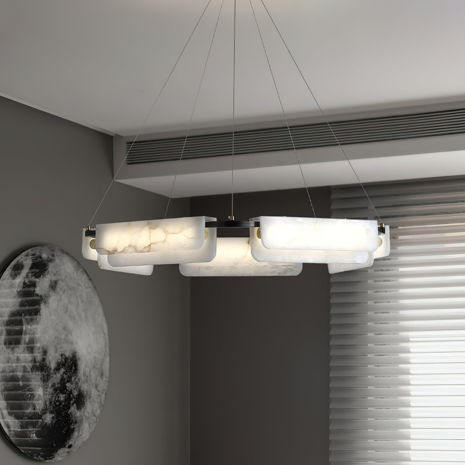 Syphaen Postmodern Luxury Metal Alabaster Chandelier - Lamp Copper