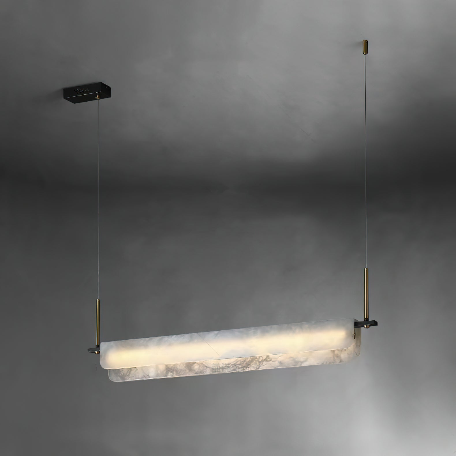 Eshaisra Modern Minimalist Metal Alabaster Pendant Light - Lamp Copper