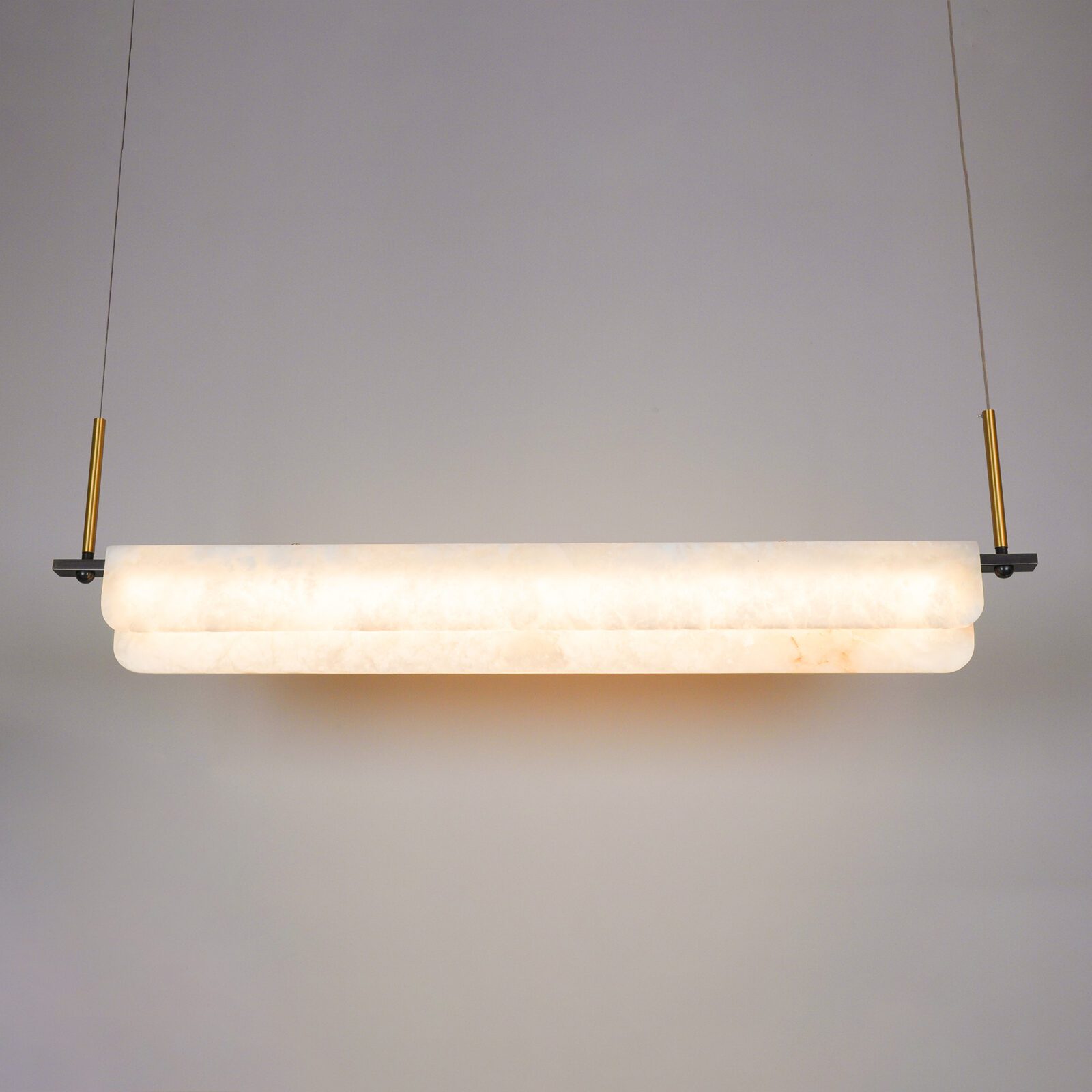 Eshaisra Modern Minimalist Metal Alabaster Pendant Light - Lamp Copper
