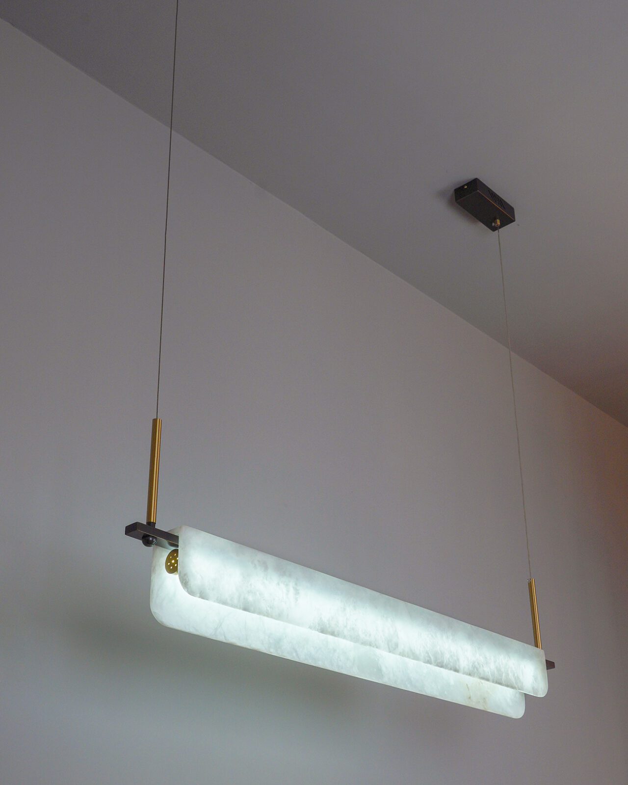 Eshaisra Modern Minimalist Metal Alabaster Pendant Light - Lamp Copper