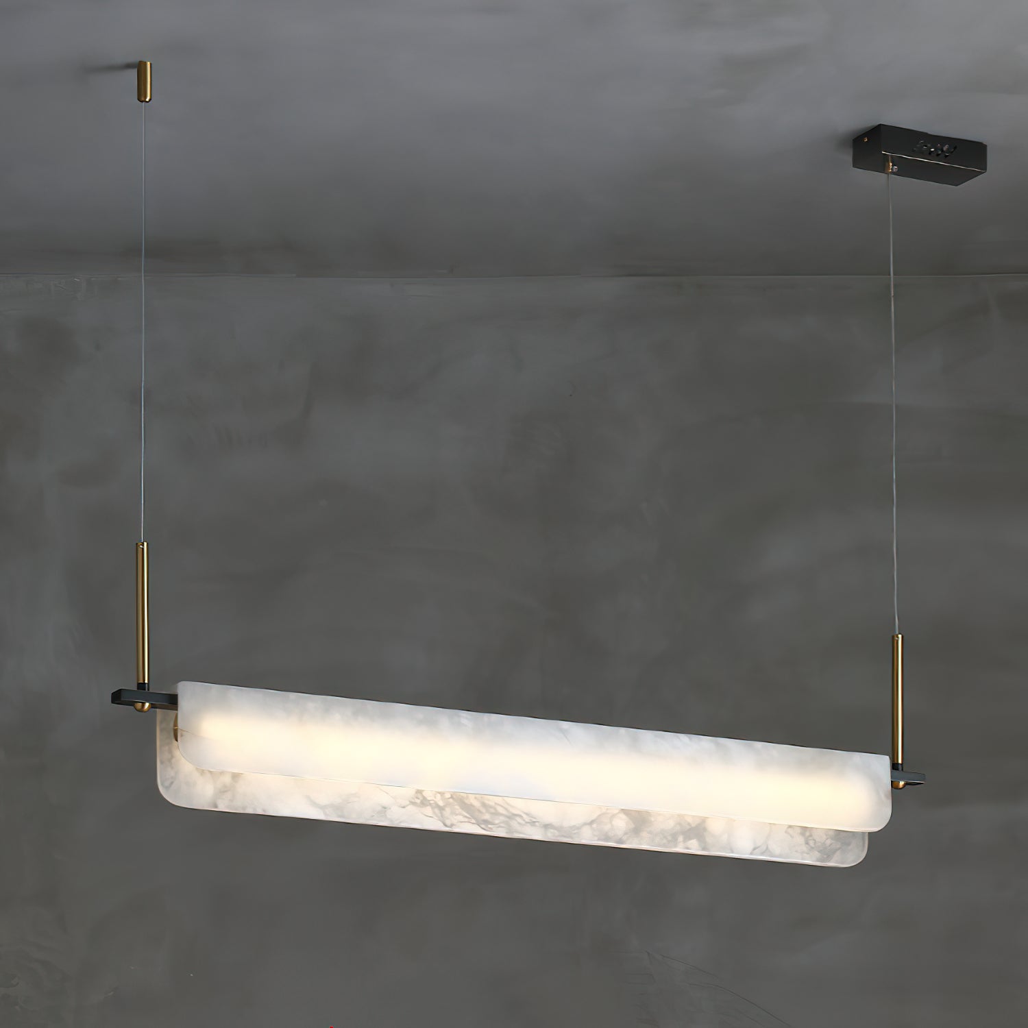 Eshaisra Modern Minimalist Metal Alabaster Pendant Light - Lamp Copper