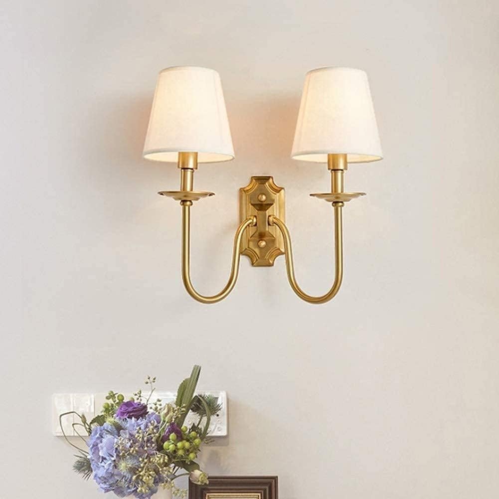 Silva Lámpara de Pared Vintage Con Dos Pantallas de Tela