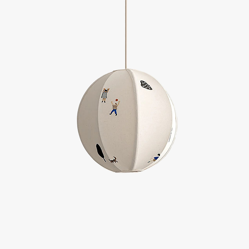 Ritta Diseño Globo Metal Tela LED Lámpara Colgante Estudio