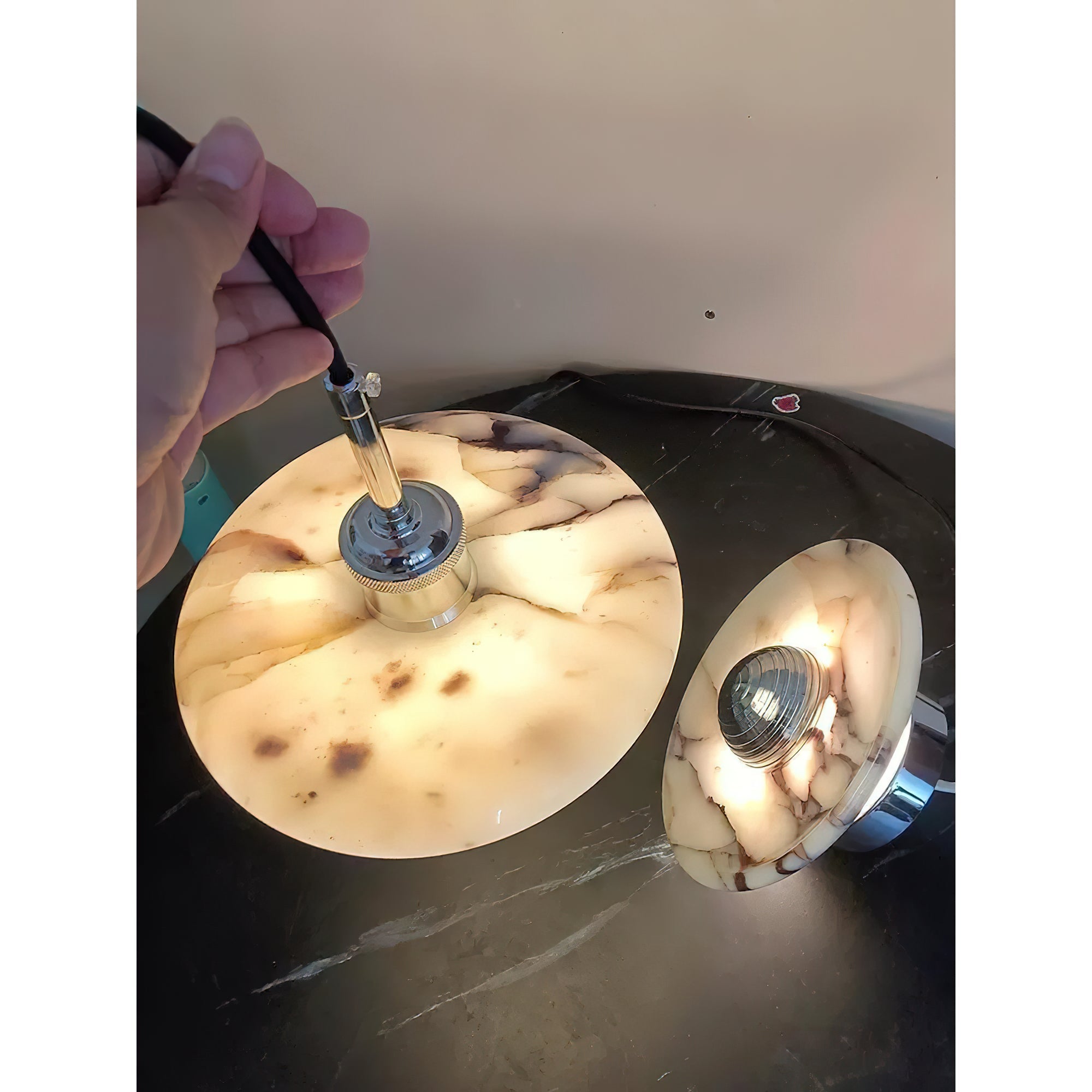 Ovelion Premium Nordic Art Marble Metal Pendant Lamp - Lamp Copper