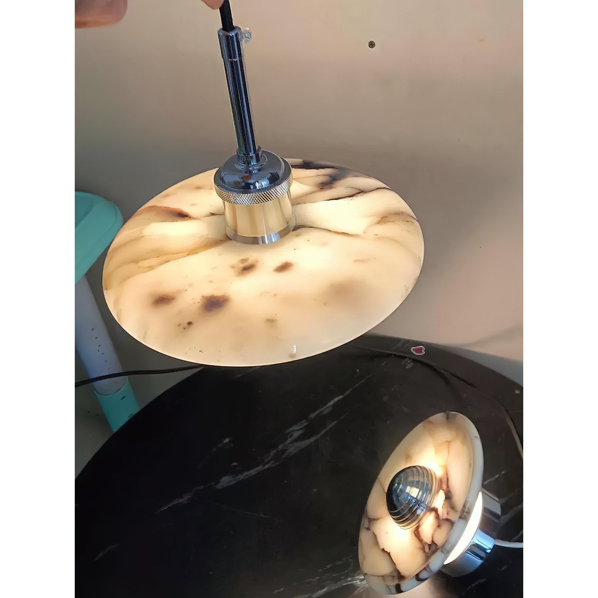 Ovelion Premium Nordic Art Marble Metal Pendant Lamp - Lamp Copper