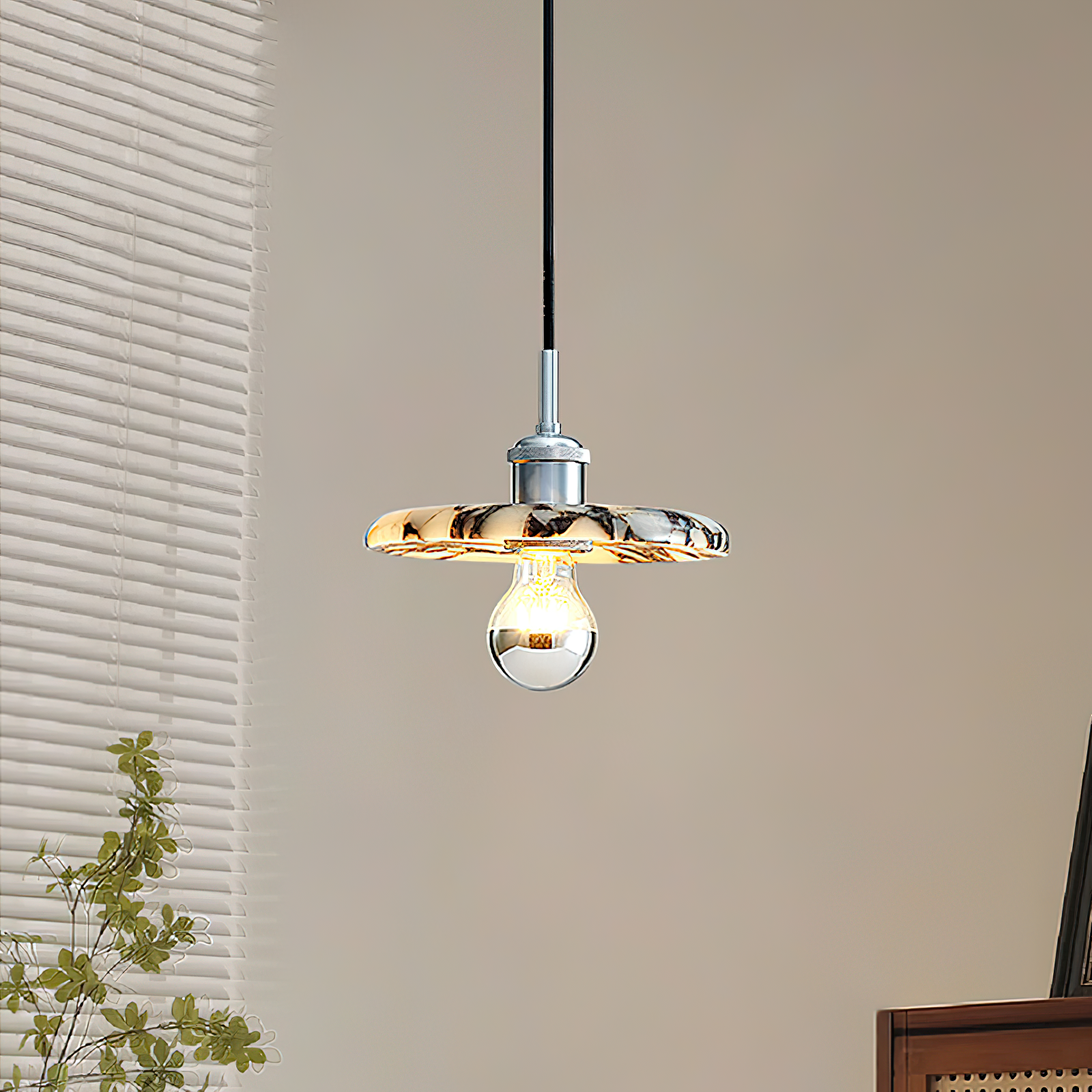 Ovelion Premium Nordic Art Marble Metal Pendant Lamp - Lamp Copper