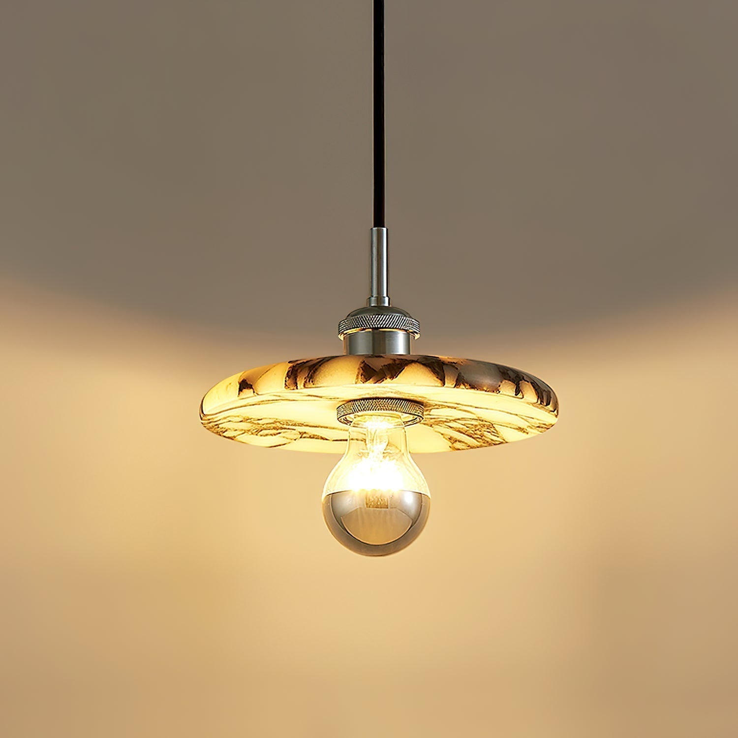 Ovelion Premium Nordic Art Marble Metal Pendant Lamp - Lamp Copper