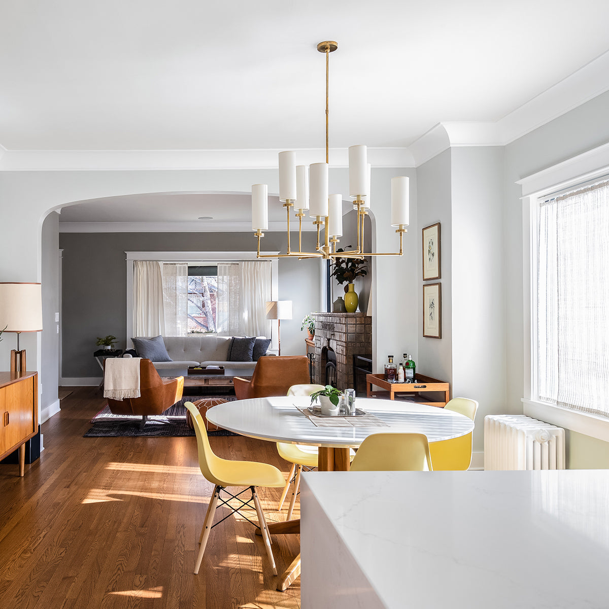 Artemis Chandelier Brass Fabric