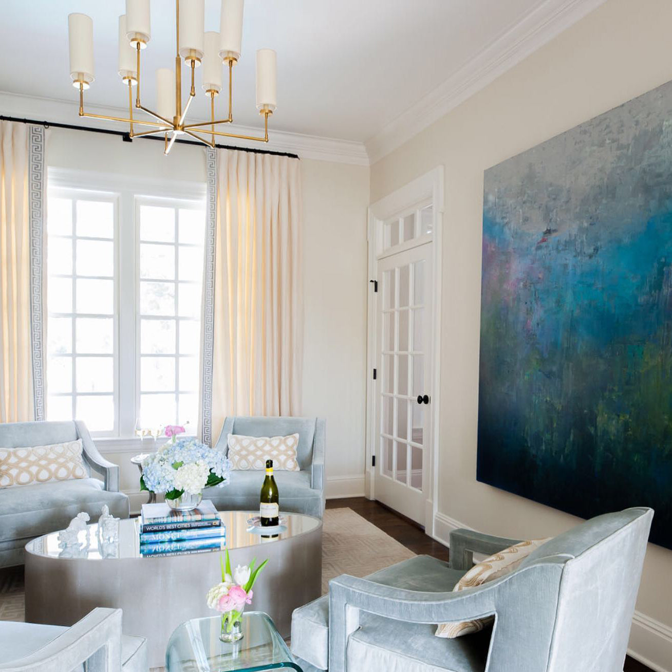 Artemis Chandelier Brass Fabric