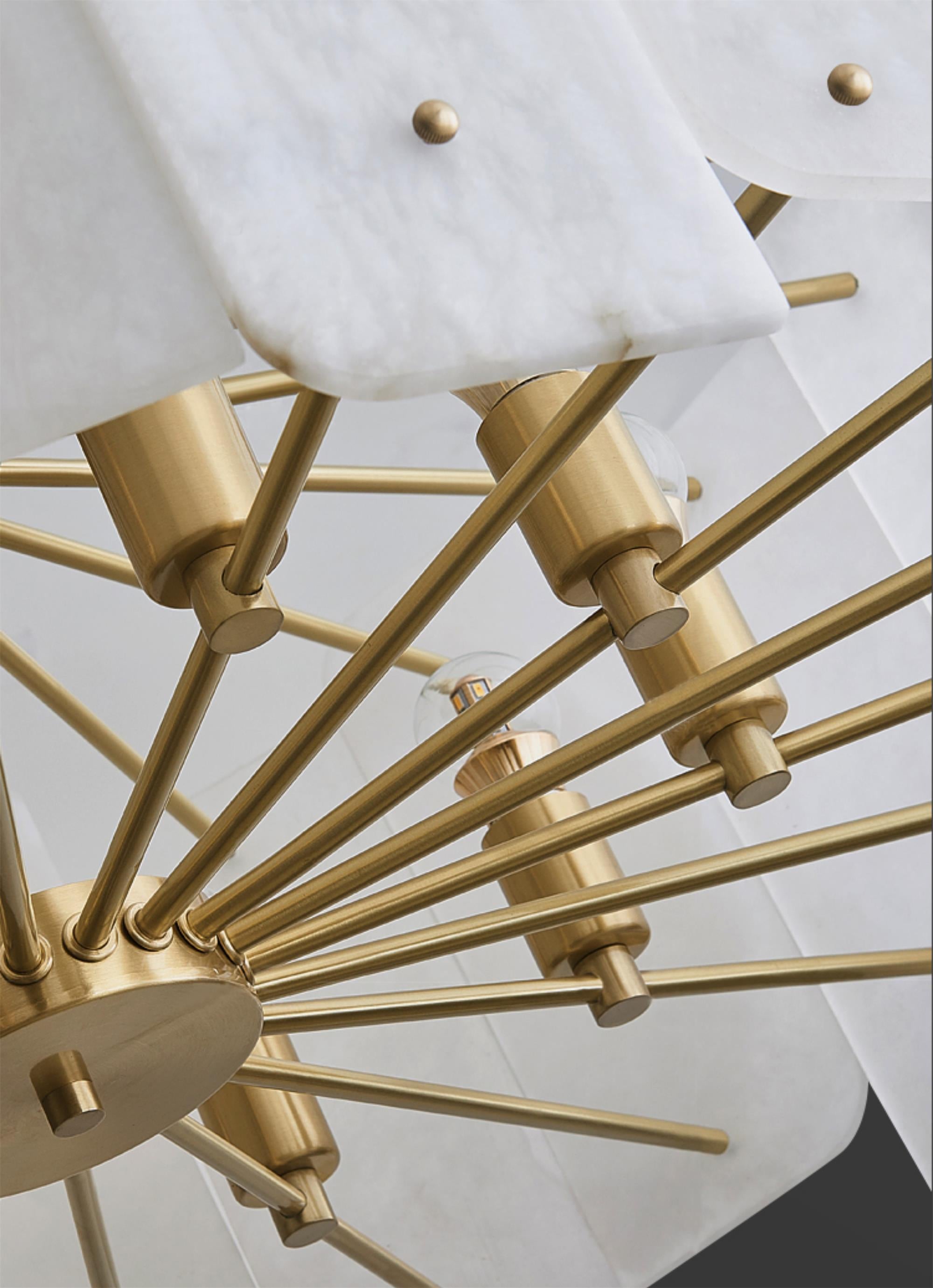 Zoe Postmodern Luxury Tiered Alabaster Chandelier - Lamp Copper