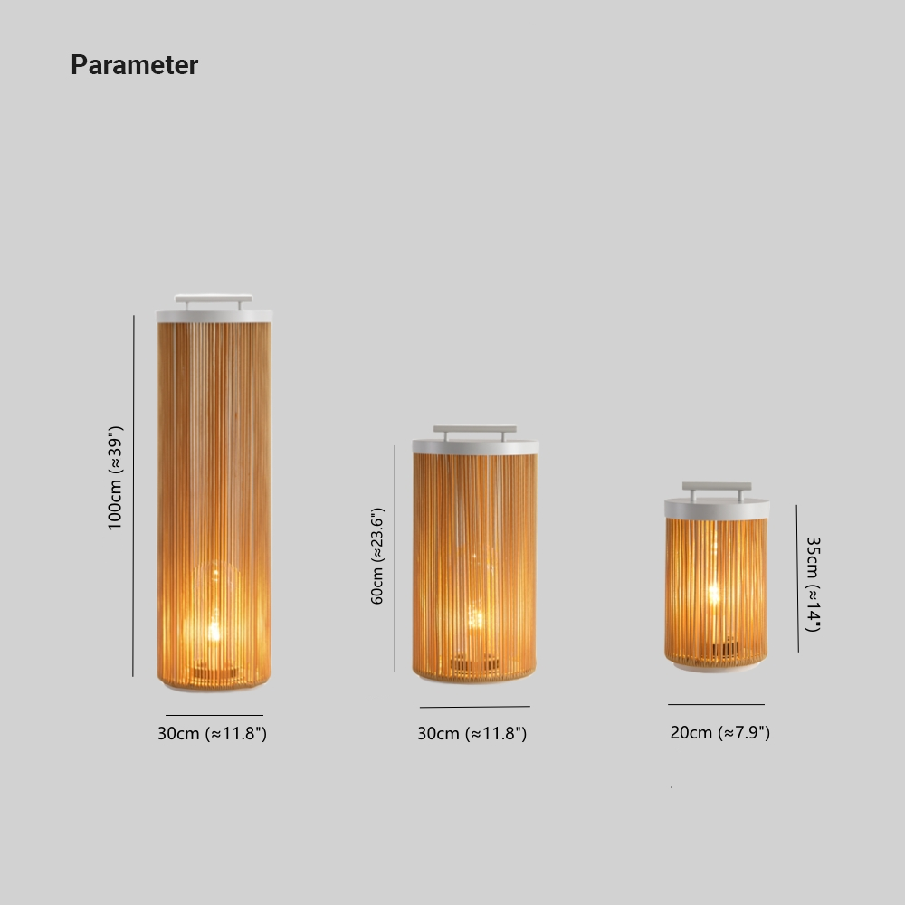 Ray Vintage Lámpara de Pie Exterior Metal Ratán Patio Jardín