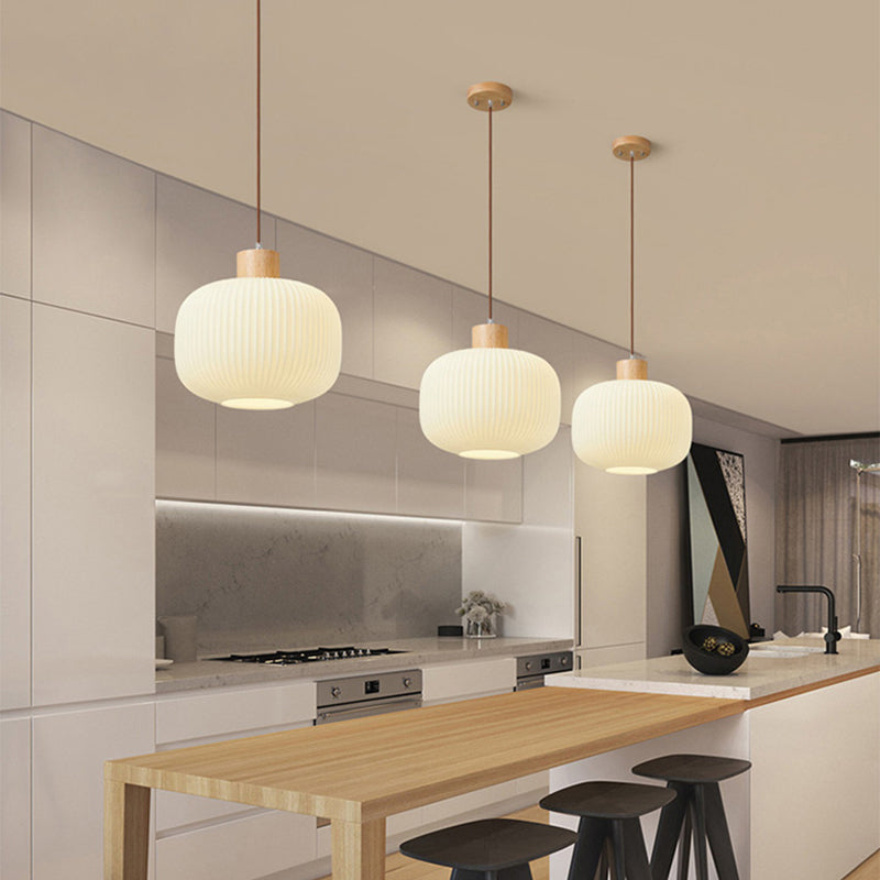 Muto Moderna Madera/Vidrio Lámpara Colgante Blanca
