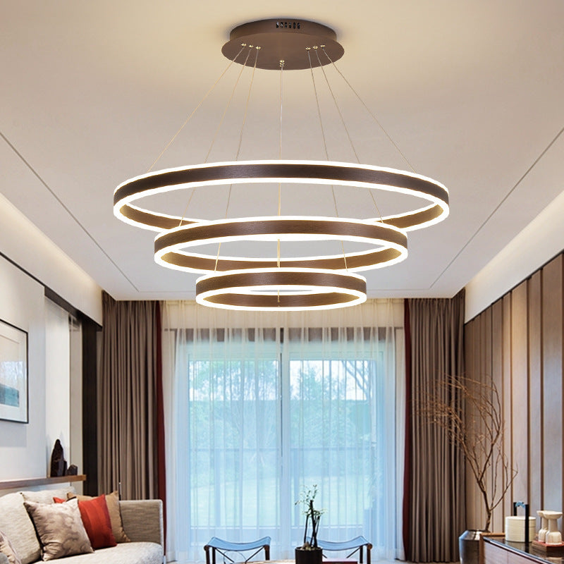 Arisha Moderna Anillos Acrílico/Metal Lámpara Colgante Negra