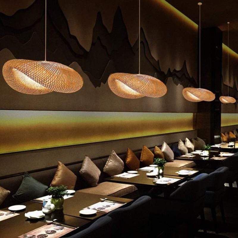 Muto Rustica Ratán Bambú Lámpara Colgante Marrón