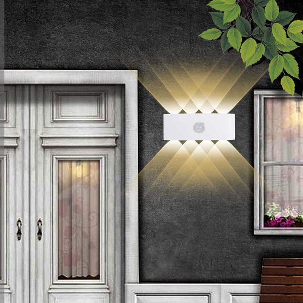 Ray Moderno Rectangular Metal LED Aplique de Pared Exterior Negro/Blanco