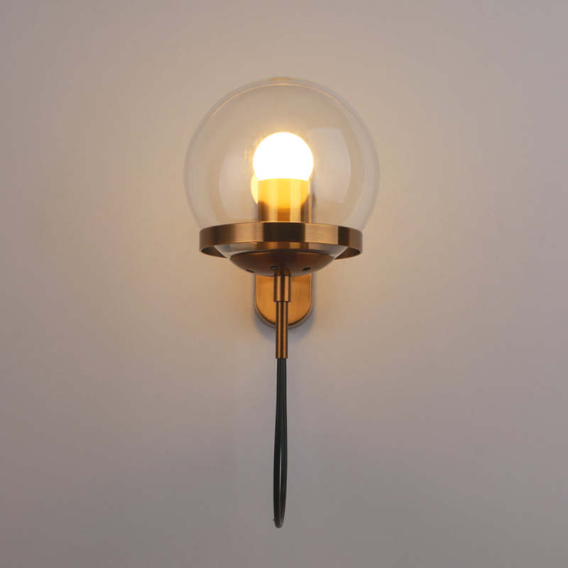 Silva Vintage Globo Metal/Cristal Aplique de Pared Negra/Bronce