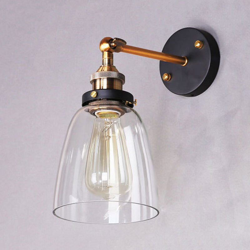 Epoch Industrial Domo Metal/Vidrio Aplique de Pared Negro/Dorado