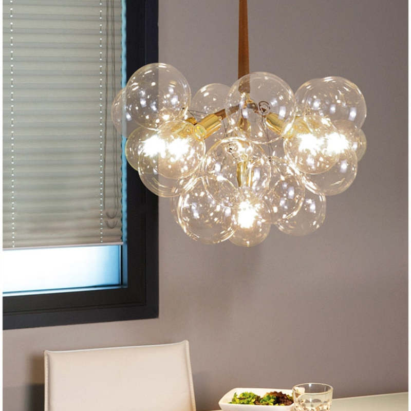 Nordic Diseño Bolas Metal/Vidrio Lámpara Colgante Blanca/Negra/Café