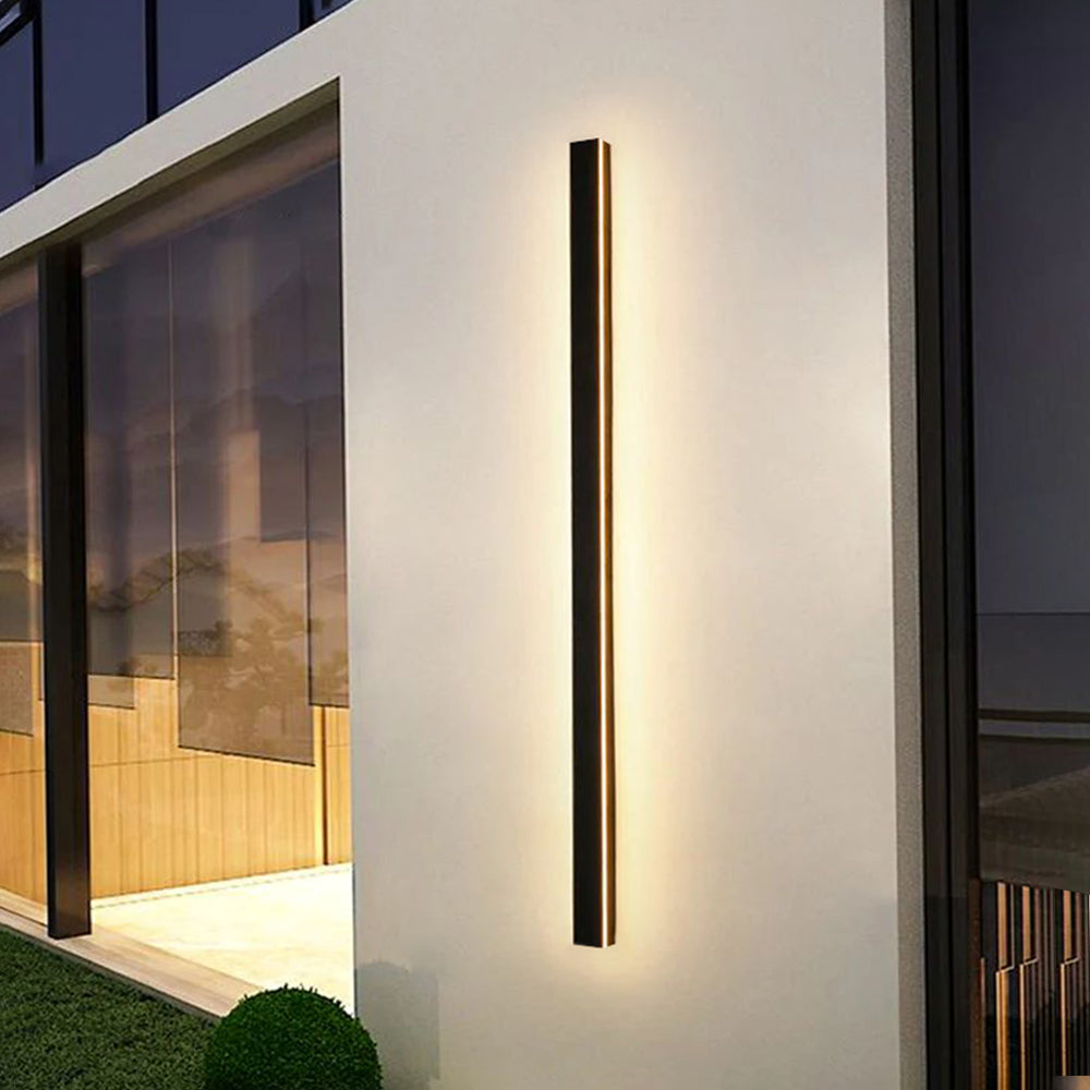 Ray Minimalista Lineal Metal Acrílico Aplique de Pared Exterior Negro