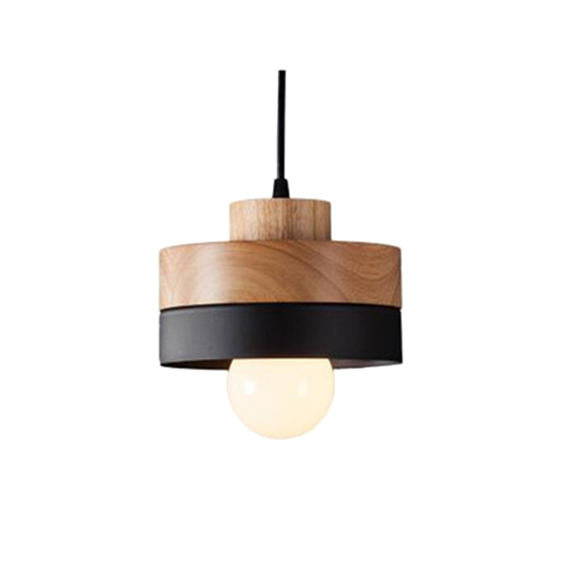 Valentina Moderna Redonda/Cuadrada Metal/Madera Lámpara Colgante Blanca/Negra