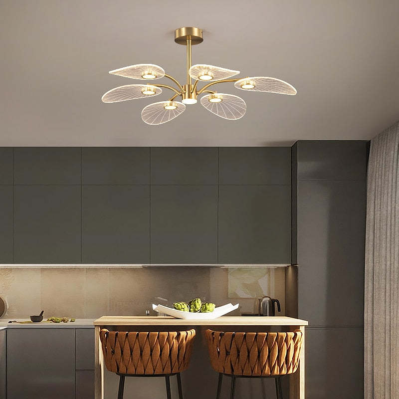 Arisha Diseño Flor Metal Lámpara de Techo Dorado