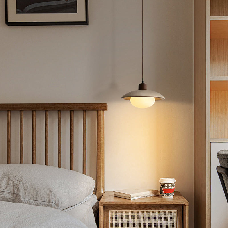 Valentina Wabi-sabi Retro Círculo Vidrio Piedra LED Lámpara Colgante Dormitorio