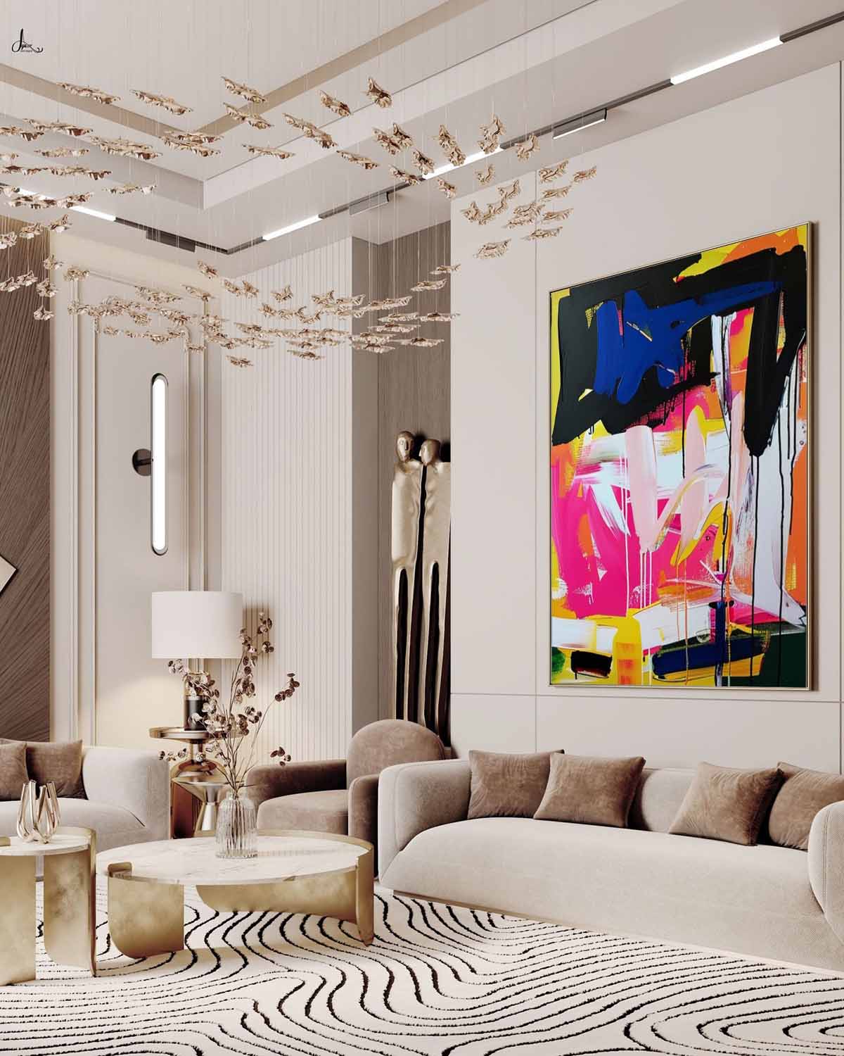 Zadie Colorida Pintura Arte Mural - Letslighting