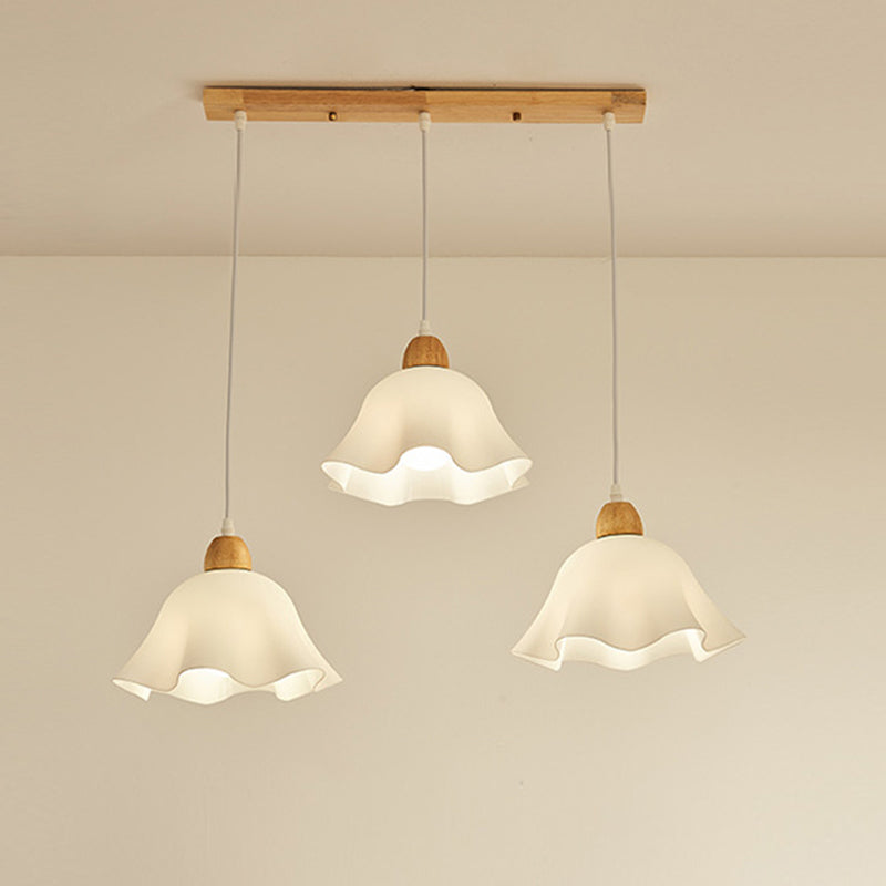 Muto Minimalista Flor Madera/Acrílico Lámpara Colgante Blanca