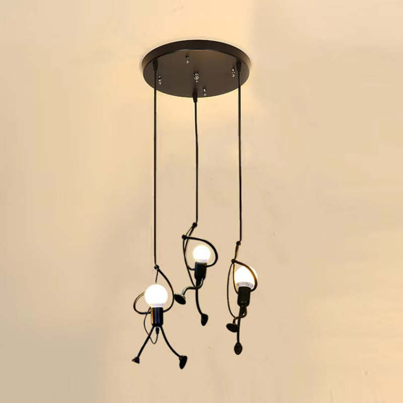 Arisha Vintage Moderna Forja Hombre de Acero Metal Lámpara Colgante Negra