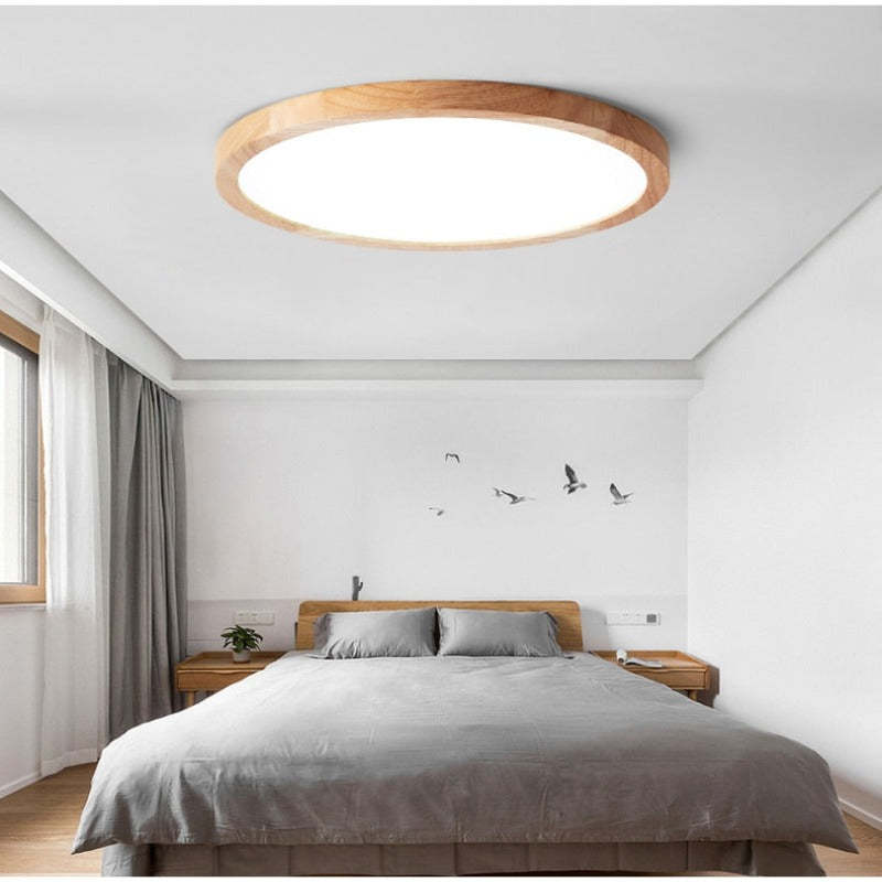 Muto Moderna Redonda LED Acrílico Lámpara de Techo Madera