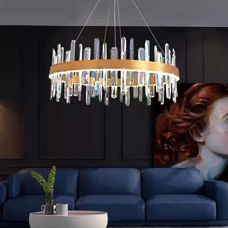 Kristy Moderna Anilla Diseño Cristal Lámpara Colgante Dorada