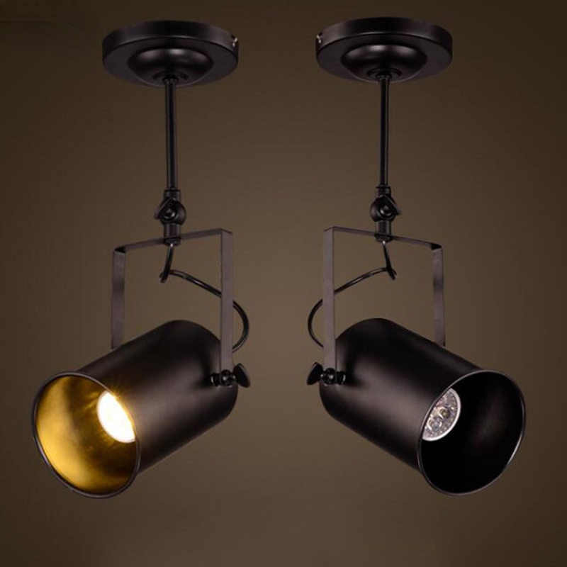 Silva Vintage Industrial Geométrica Foco Metal Lámpara de Techo Negra