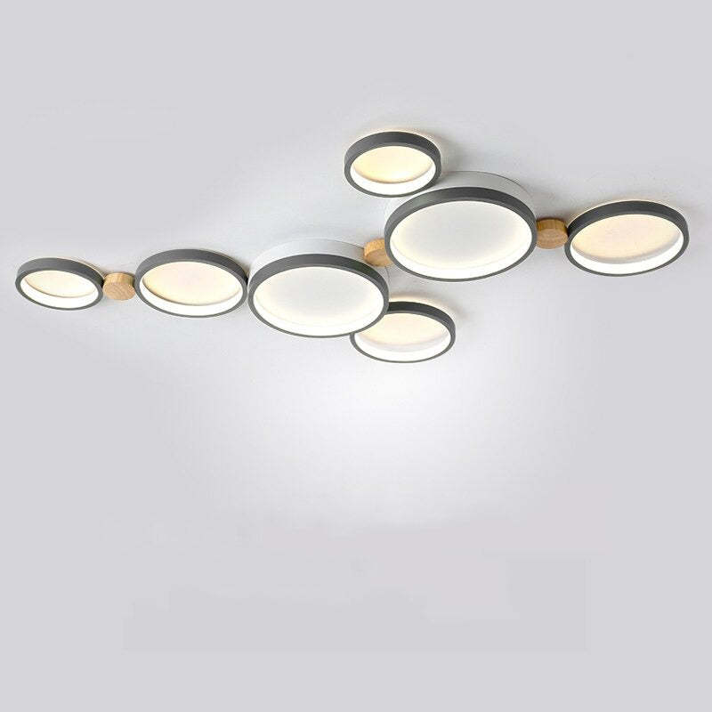 Muto Moderna Nórdica Redonda Metal/Madera Lámpara de Techo Verde/Blanca/Gris