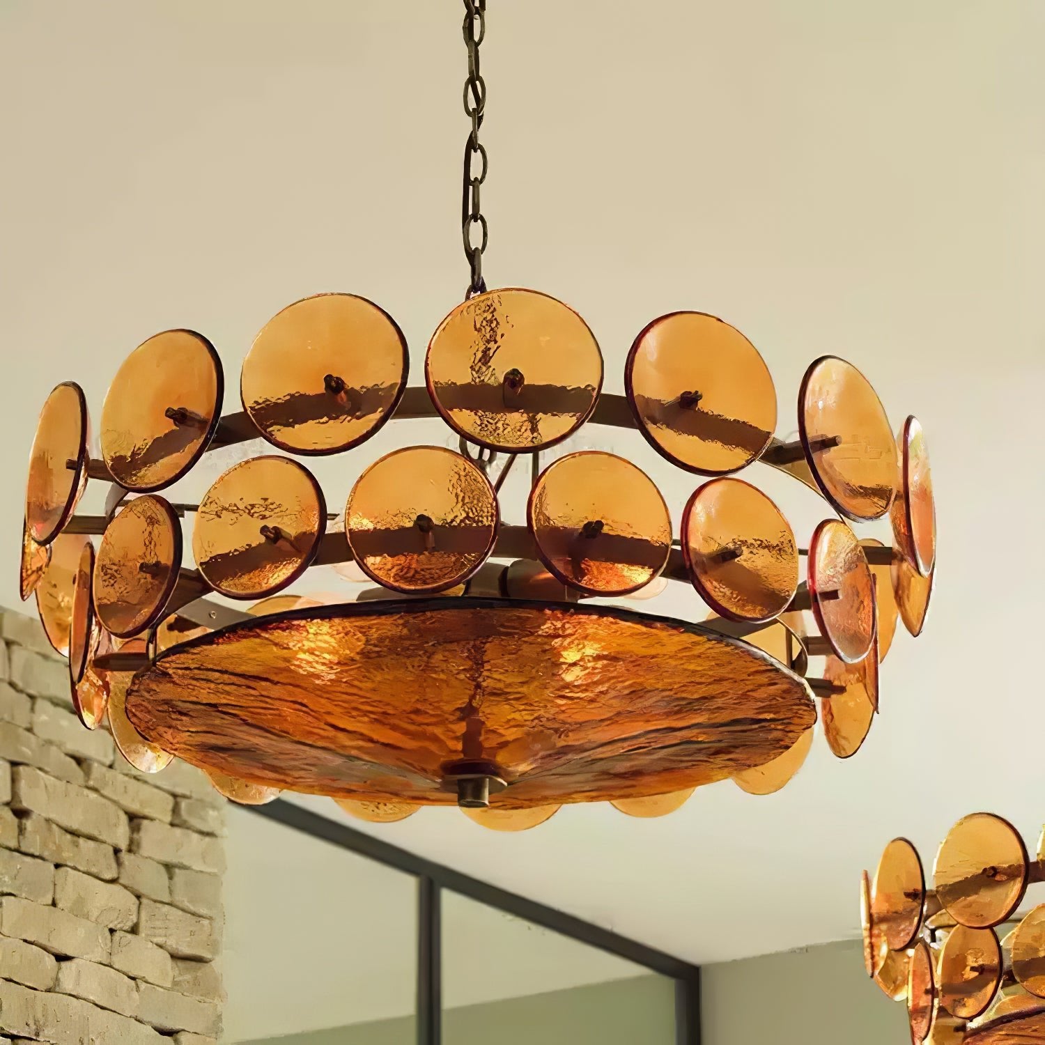 Aurora Chandelier Murano Glass Disc Vintage - Letslighting