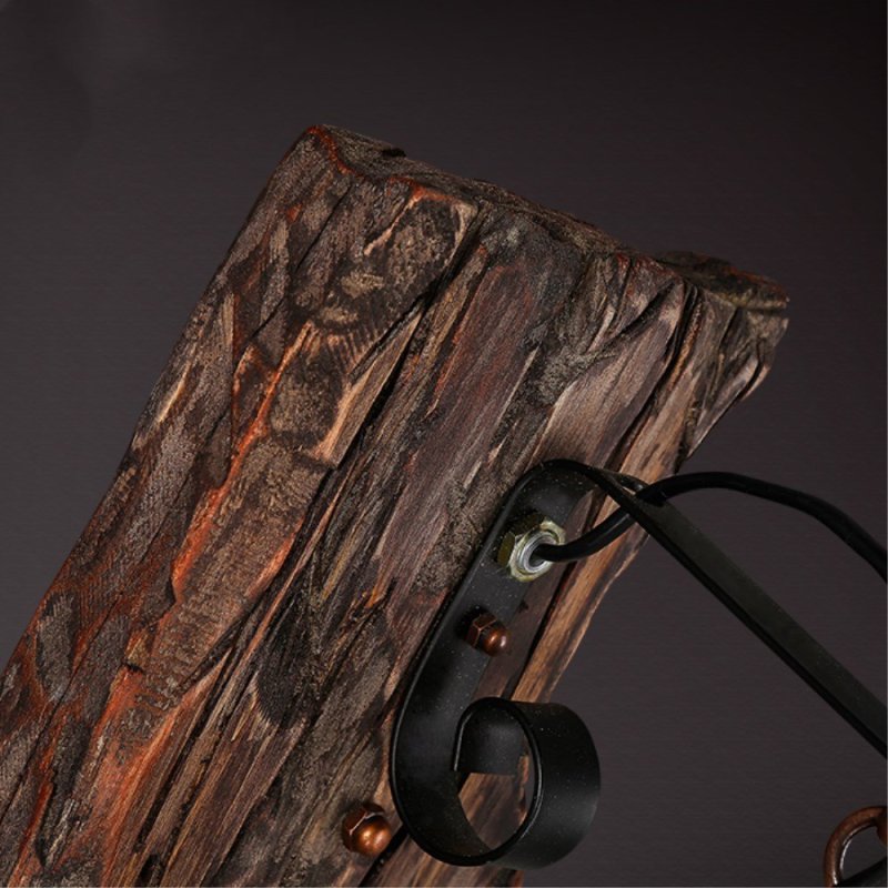 Silva Industrial Rustico Lantern Metal/Madera Aplique de Pared Negra/Bronce