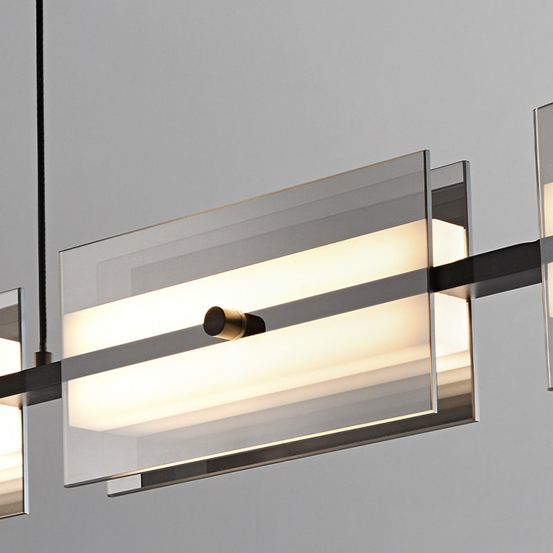 Arisha Moderna Lineal Metal/Vidrio lámpara Colgante Negra/Cobre