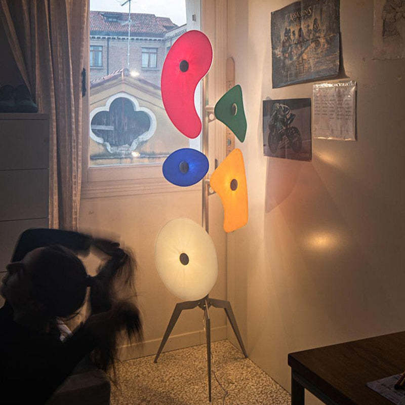 Morandi Modern Geométrico Metal LED Lámpara de Pie Blanca