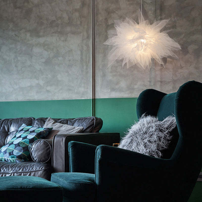 Bella Nórdica Diseño Flor Textil Lámpara Colgante Blanca