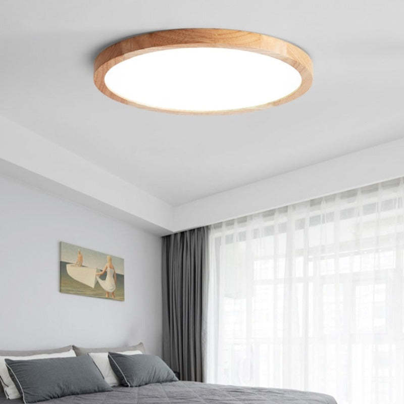 Muto Moderna Redonda LED Acrílico Lámpara de Techo Madera
