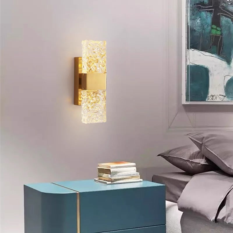 Arisha Lujo Rectangular Metal/Vidrio Aplique de Pared Dorado