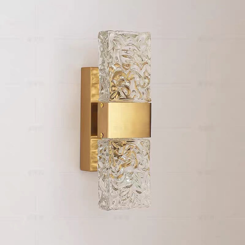 Arisha Lujo Rectangular Metal/Vidrio Aplique de Pared Dorado