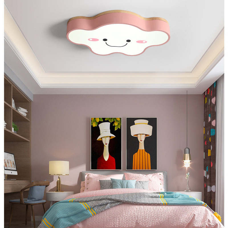 Arisha Decorativa Art Cloud Madera/Acrílico LED Lámpara de Techo Rosa/Verde/Blanca