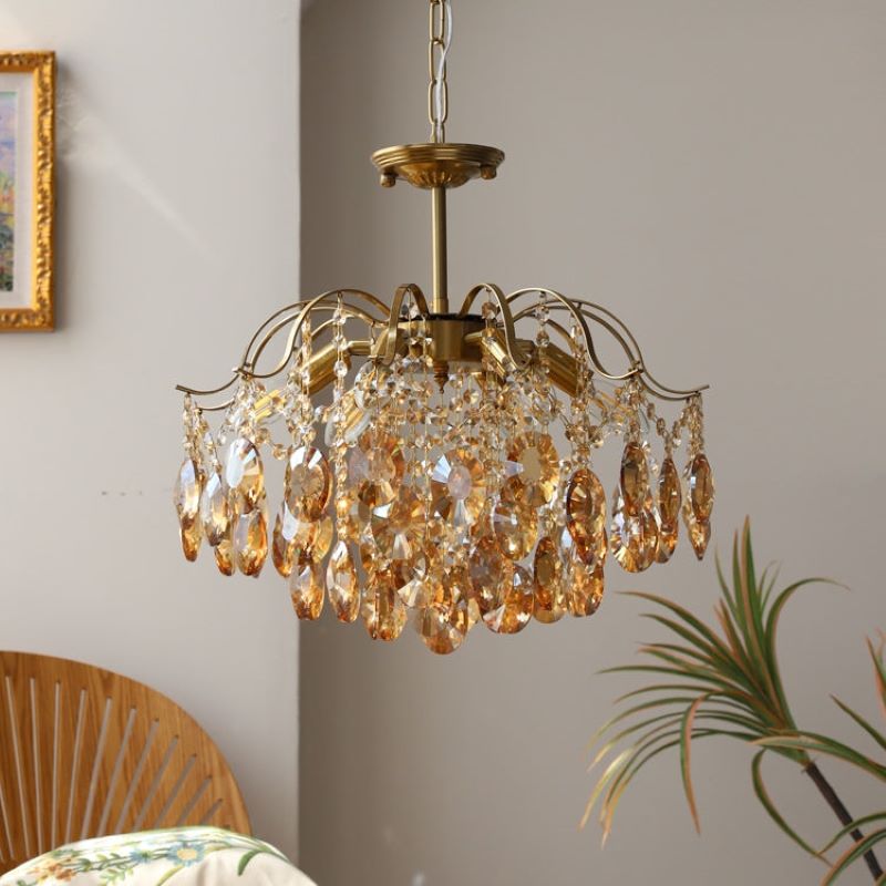 Kristy Retro Cristal Lámparas de Araña Ámbar Vidrio Metal Dormitorio