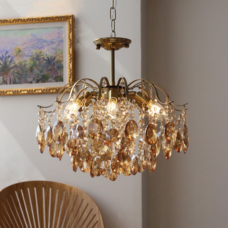 Kristy Retro Cristal Lámparas de Araña Ámbar Vidrio Metal Dormitorio