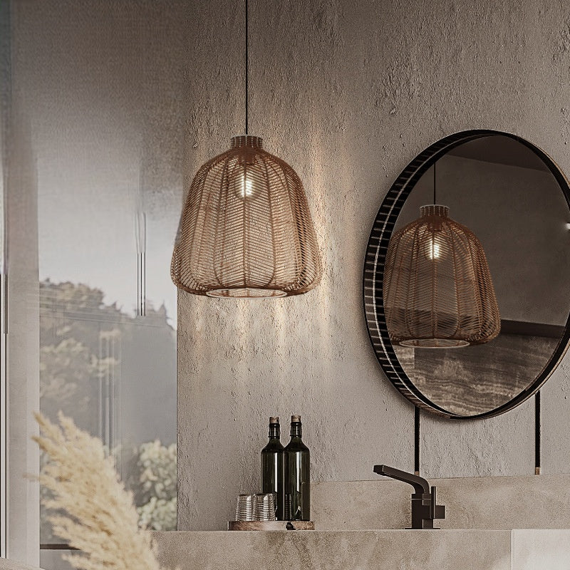 Muto Minimalista LED Lámpara Colgante Ratán Salón Dormitorio Barra