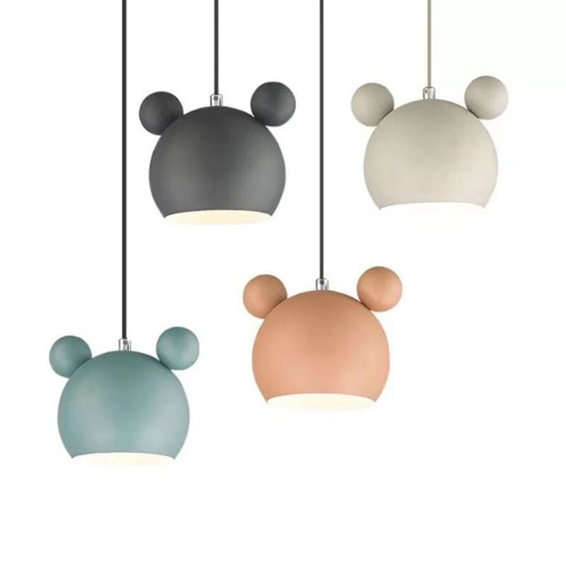 Valentina Infantil Animal Metal Lámpara Colgante Negra/Verde/Rosada/Blanca/Gris
