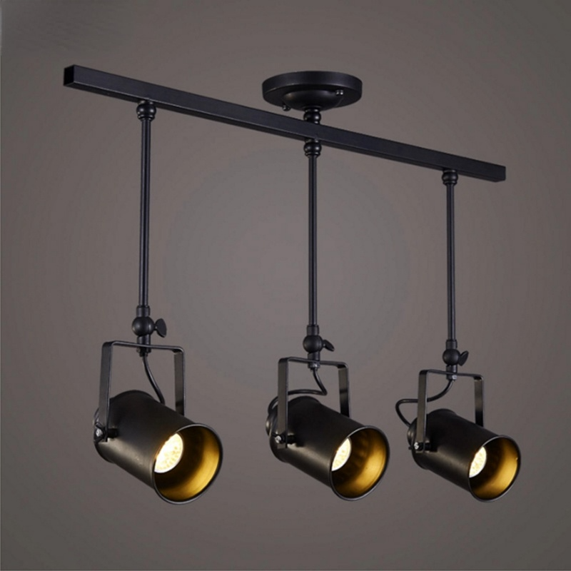 Silva Vintage Industrial Geométrica Foco Metal Lámpara de Techo Negra